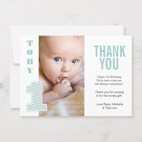 1st Birthday Thank You Cards Best Of Baby Boy Chevron 1st Birthday Thank You Card