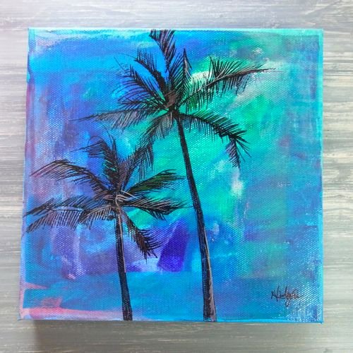 3d Paintings On Canvas Elegant Roseoftheparty Beach Art original One Of A Kind 3d Canvas Decorate Palm Trees On Blue Palm
