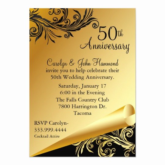 50th Anniversary Invitation Templates Best Of Black &amp; Gold 50th Wedding Anniversary Invitation