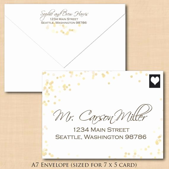 A7 Envelope Template Word Beautiful White Gold Sparkles Address Wedding Envelope by Brownpapermoon