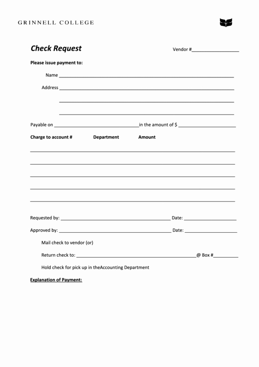 Accounts Payable Check Request form Fresh Fillable Check Request Template Printable Pdf