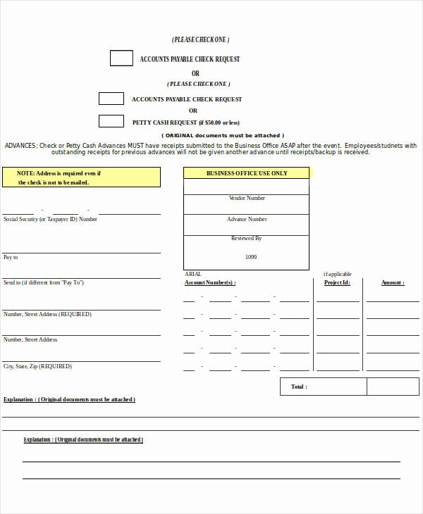 Accounts Payable Check Request form Lovely Free 18 Check Request form Templates
