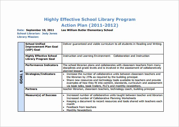 Action Plan Example for Students New 12 School Action Plan Templates Word Pdf