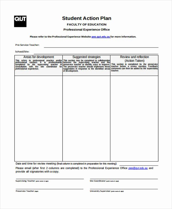 Action Plan Template for Students Best Of 8 Student Action Plan Templates Free Sample Example format Download