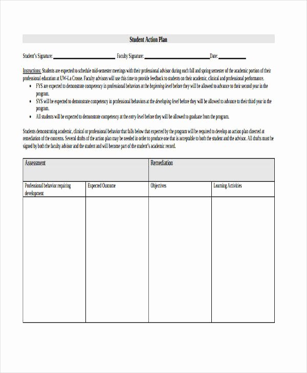 Action Plan Template for Students Luxury 8 Student Action Plan Templates Free Sample Example format Download