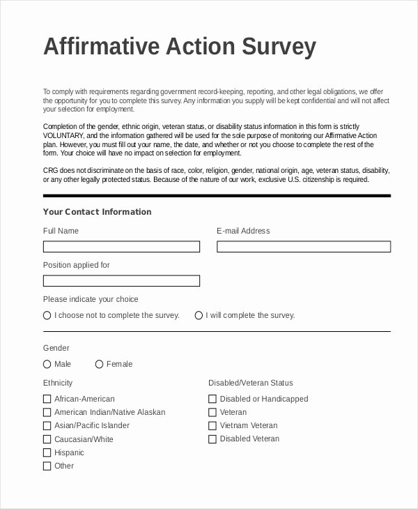 Affirmative Action Plan Template Best Of Free 8 Sample Affirmative Action forms In Sample Example format