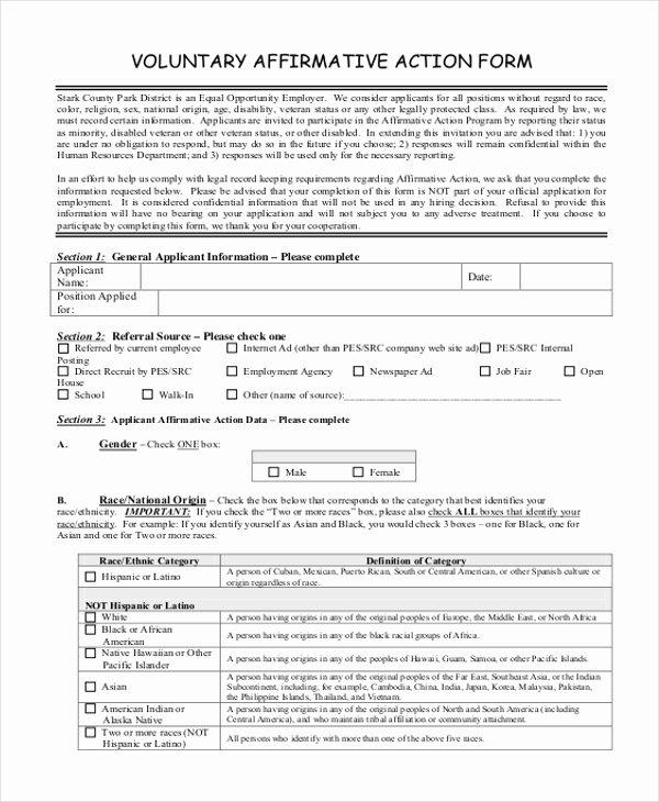 Affirmative Action Plan Template Fresh Sample Affirmative Action form 10 Free Documents In Pdf