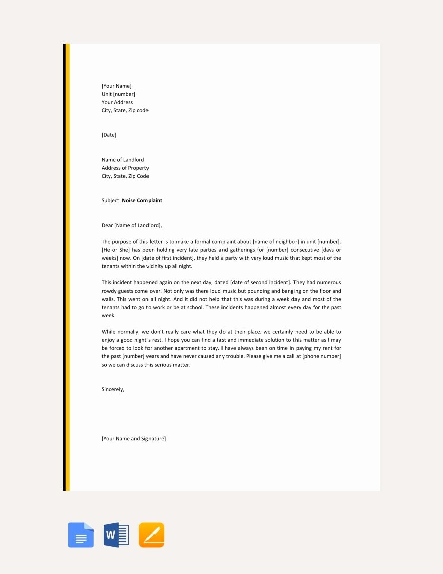 Apartment Noise Complaint Letter Sample Elegant Free Plaint Letter Against Tenant Slime