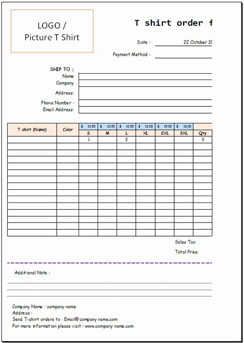 Apparel order form Template Excel Best Of T Shirt order form Template Excel – Emmamcintyrephotography