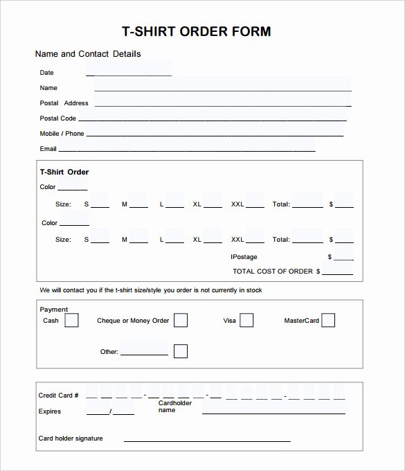 Apparel order form Template Luxury T Shirt order form Template