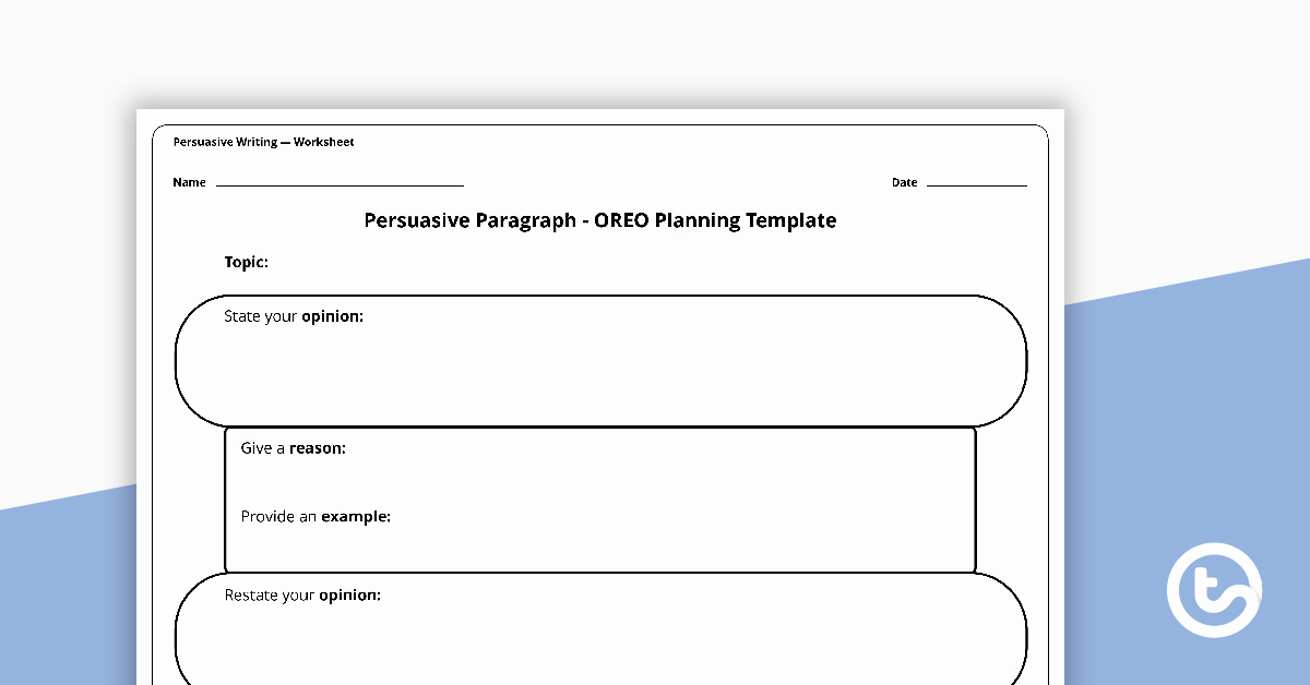 Argumentative Essay Planning Sheet Beautiful Persuasive Paragraph oreo Planning Template Teaching Resource