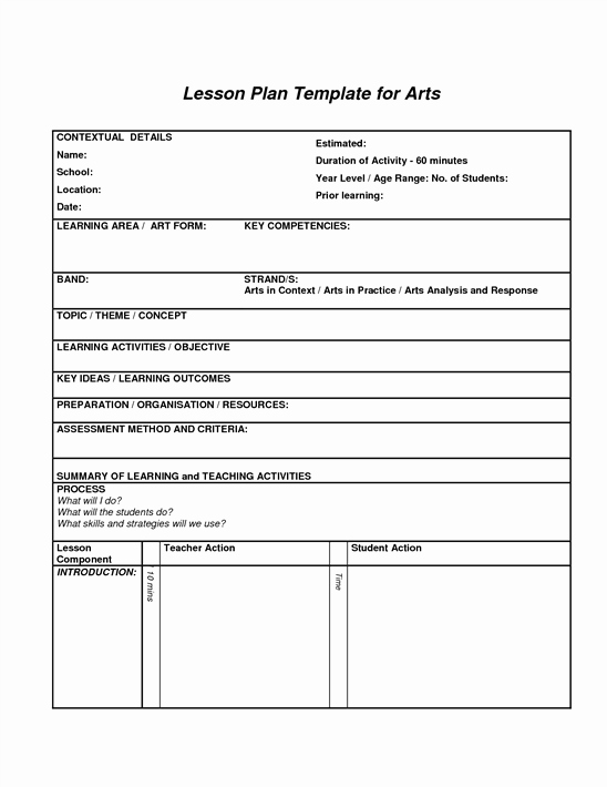 Art Lesson Plans Template Unique Points to Note In Lesson Plan Template