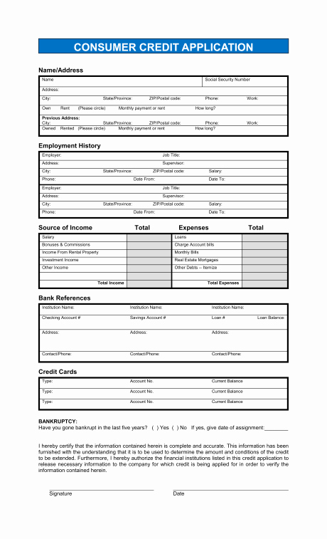 Automobile Credit Application form Lovely Free Printable Business Credit Application form form Generic