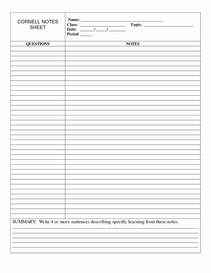 Avid Cornell Notes Template New Take Good Notes the Cornell Note Taking System Works Great Study Tips