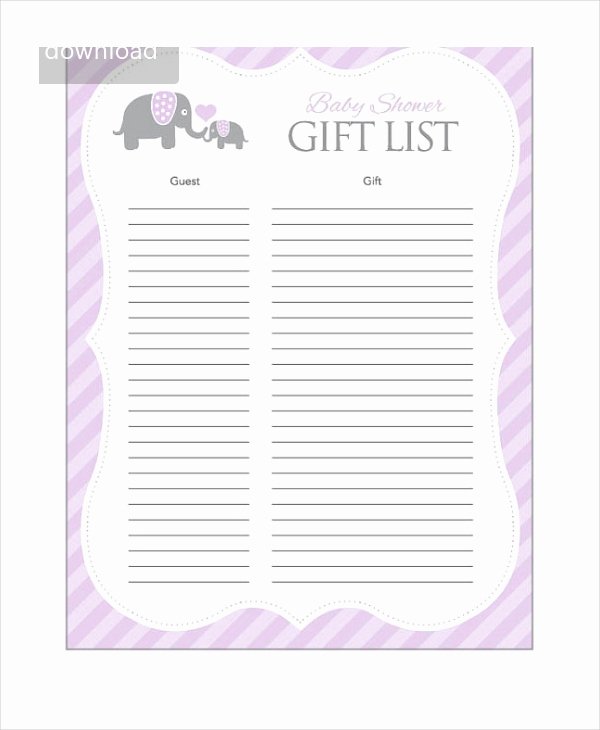 Baby Shower Gift List Template Awesome Baby Shower Checklist 6 Free Pdf Psd Documents