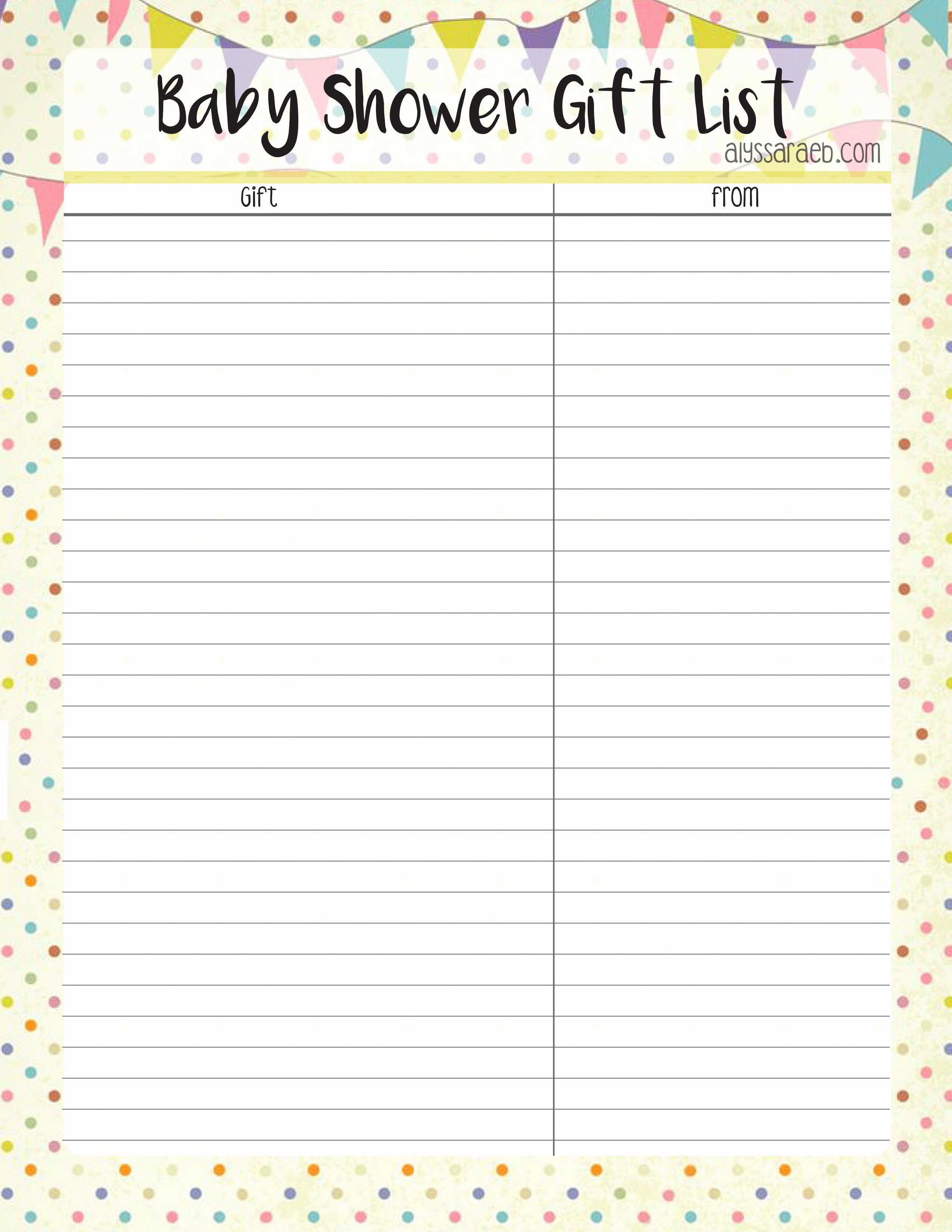 Baby Shower Gift List Template Best Of Baby Shower Gift List Template – Alyssa Rae