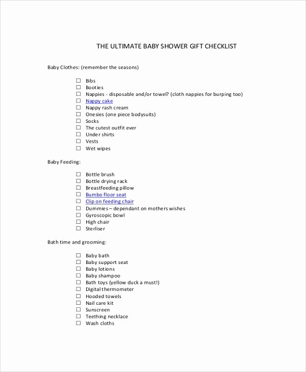 Baby Shower Gift List Template Fresh Sample Baby Shower Checklist 6 Examples In Pdf Excel