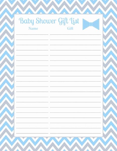 Baby Shower Gift List Template Unique Baby Shower Gift List Little Man Baby Shower theme for