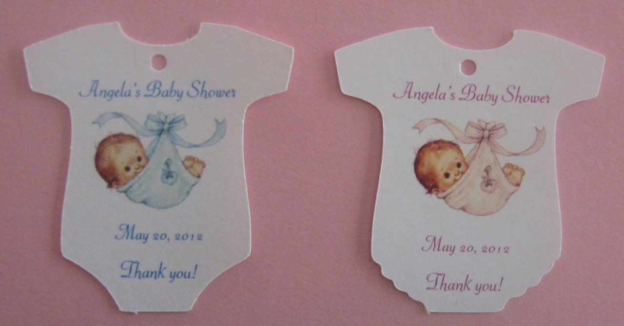 Baby Shower Gift Tag New Baby Shower Favor Tags Shaped Like Baby E Piece Jump Suit Super Cute