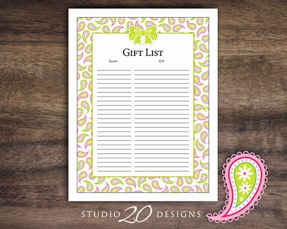 Baby Shower Gift Tracker Beautiful Items Similar to Instant Download Pink Paisley Baby Shower Gift Registry Printable Paisley Gift