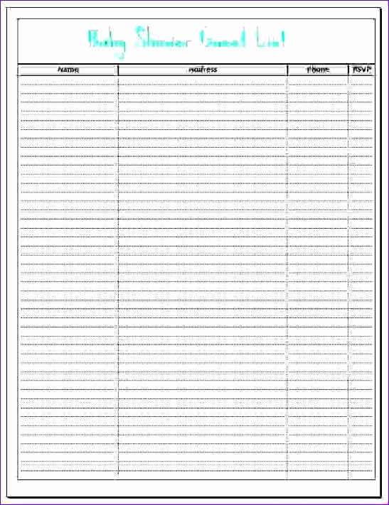 Baby Shower Guest List Template Awesome 10 Wedding Guest List Excel Template Exceltemplates Exceltemplates