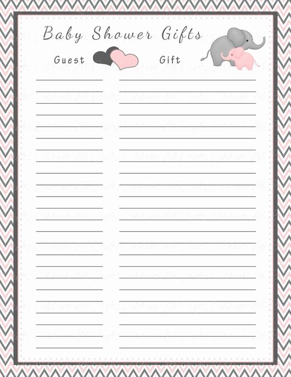 Baby Shower Guest List Template New Baby Shower Gift List Printable Baby Shower Party