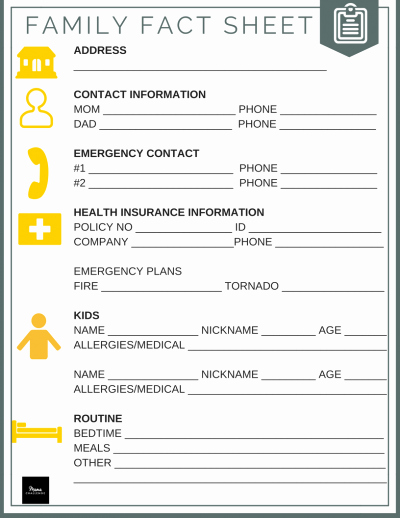 Babysitter Emergency Information Sheet Awesome Finding the Best Babysitter Checklist