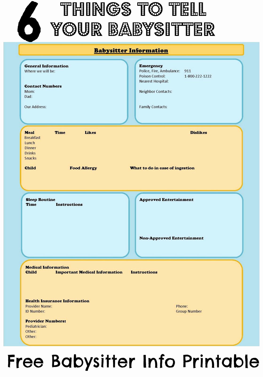 Babysitter Emergency Information Sheet Best Of Babysitter Information Sheet with Free Printable – the Bajan Texan