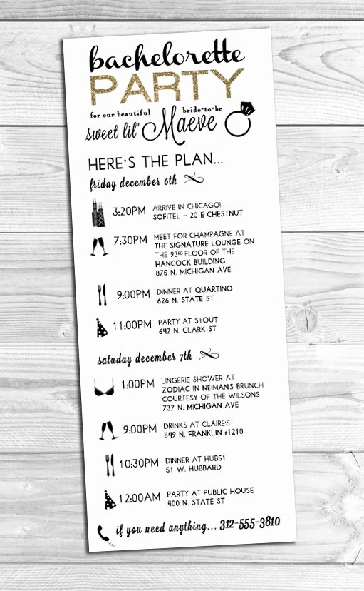 Bachelorette Party Itinerary Template Beautiful I Created This Custom Bachelorette Party Itinerary for A Destination Party In Chicago
