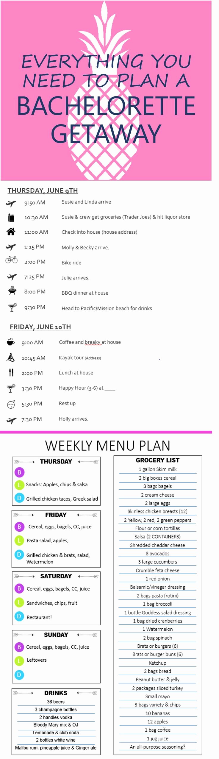 Bachelorette Party Itinerary Template Luxury Everything You Need to Plan A Bachelorette Party Away