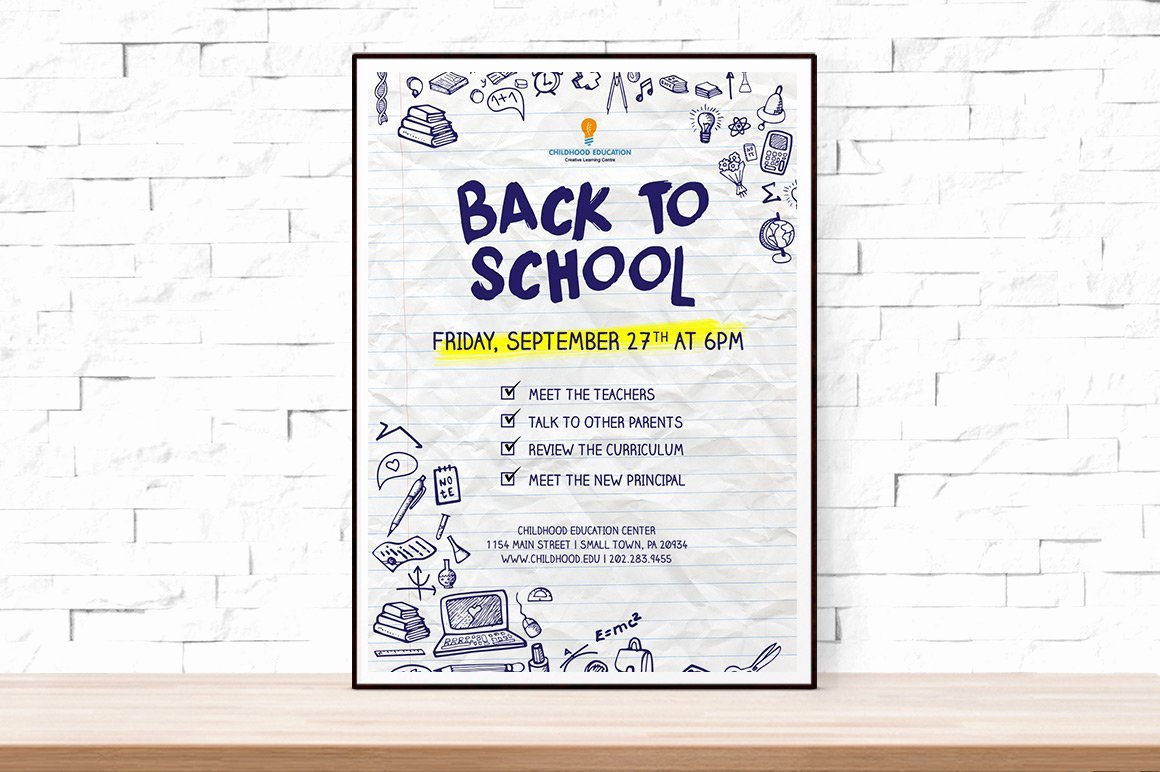 Back to School Flyer Template New Back to School event Flyer Template Flyer Templates Creative Market