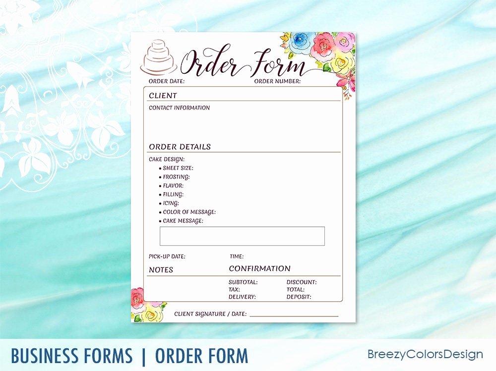 Bakery order forms Template Lovely Cake order form for Bakery Business Custom Printable