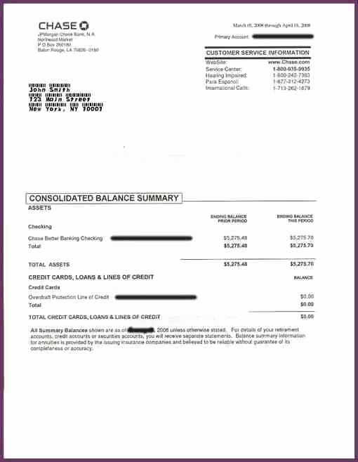 Bank Of America Statement Template Fresh Chase Bank Statement Template