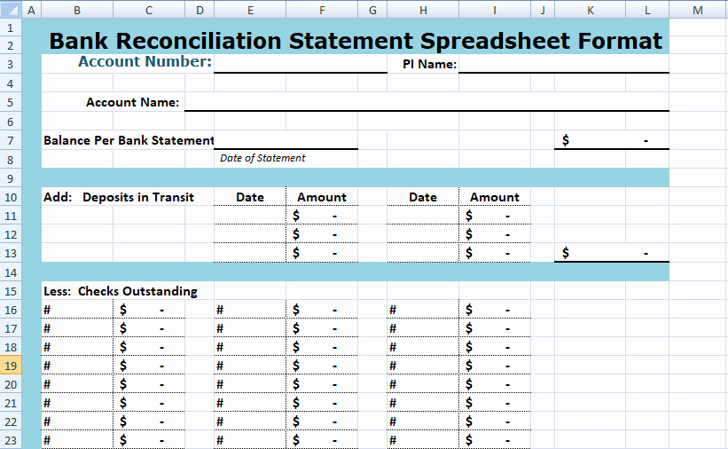 Bank Reconciliation Excel Template Unique Simple Bank Reconciliation Template Excel Spreadsheet Templates