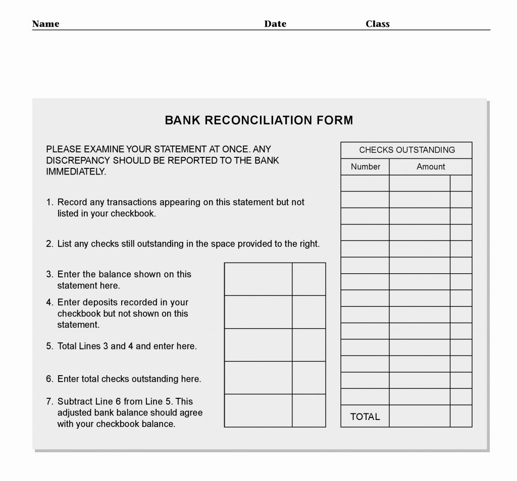Bank Reconciliation form Excel Awesome Bank Reconciliation Template