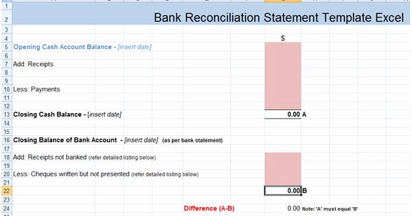 Bank Reconciliation form Excel Beautiful Bank Reconciliation Statement Excel Template Xls