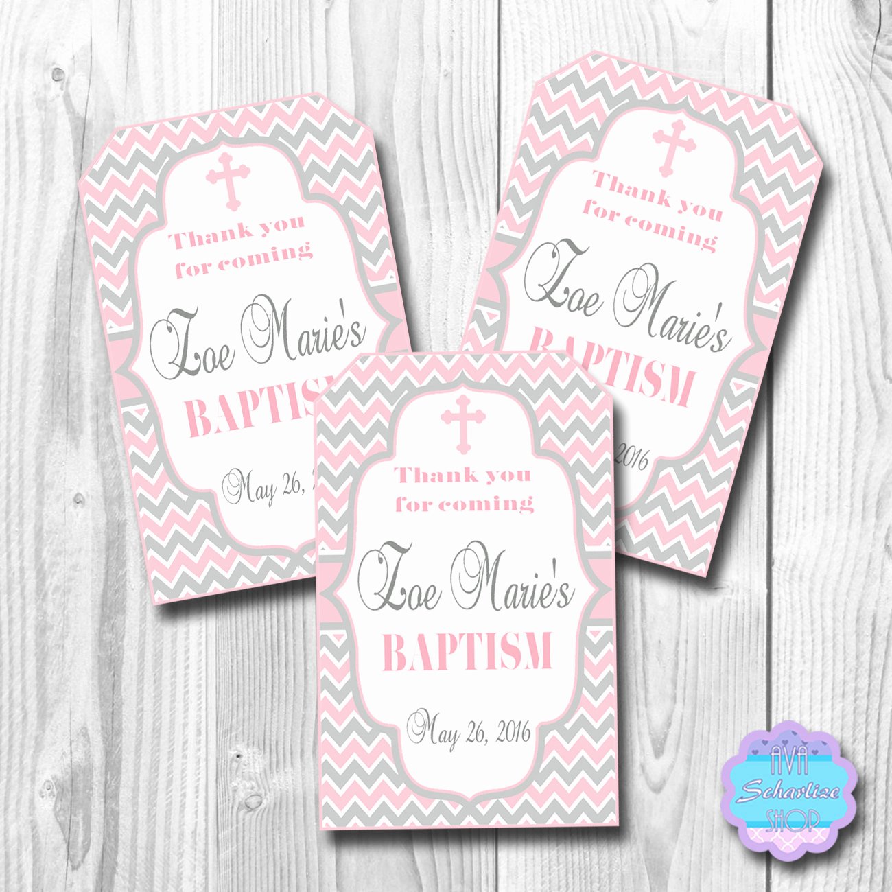Baptism Thank You Tags New Christening Favor Tags Baptism Baptismal Thank You Tags