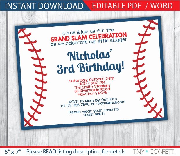 Baseball Birthday Party Invitations Fresh Baseball Invitation Baseball Party Invitation Baseball