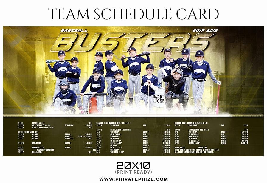 Baseball Card Template Photoshop Best Of Baseball Busters Team Sports Schedule Card Shop Templates