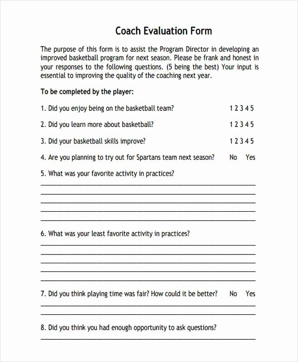 Basketball Player Evaluation form Best Of Free 10 Sample Basketball Evaluation forms In Word