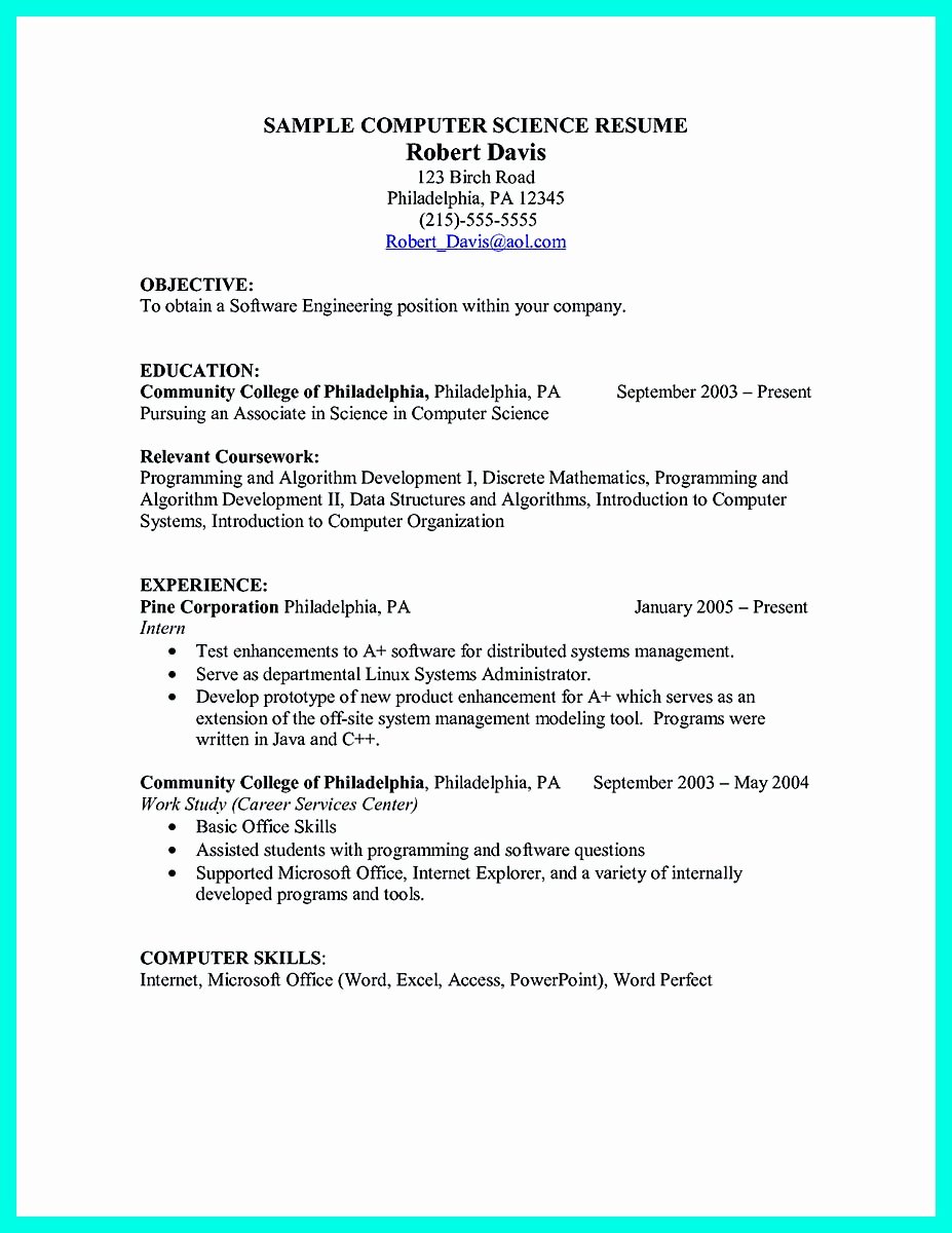 Best Computer Science Resume Best Of the Best Puter Science Resume Sample Collection