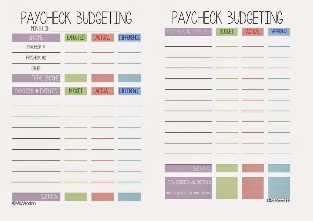 Bi Weekly Budget Printable New Paycheck Bud Ing Printable Financial Fitness