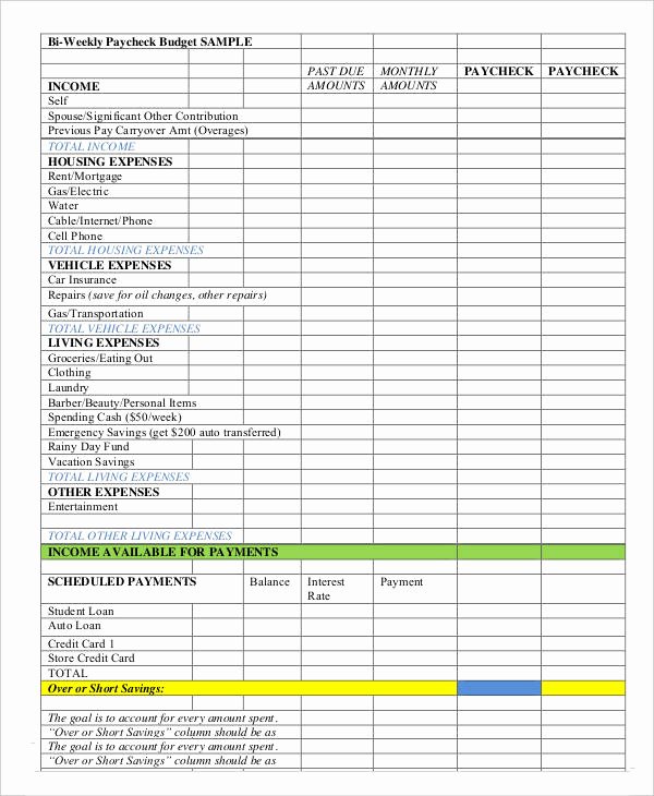 Bi Weekly Budget Worksheet Pdf New Biweekly Bud Template 8 Free Word Pdf Documents Download