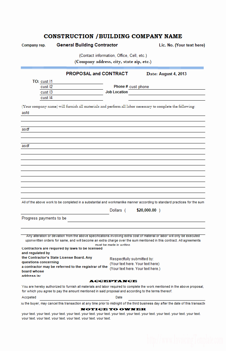 Bid Proposal Template Excel Elegant Construction Proposal Template