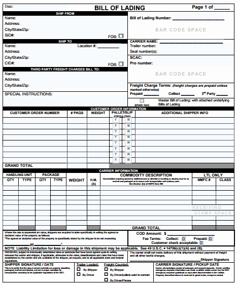 Bill Of Lading Excel Fresh 21 Free Bill Of Lading Template Word Excel formats