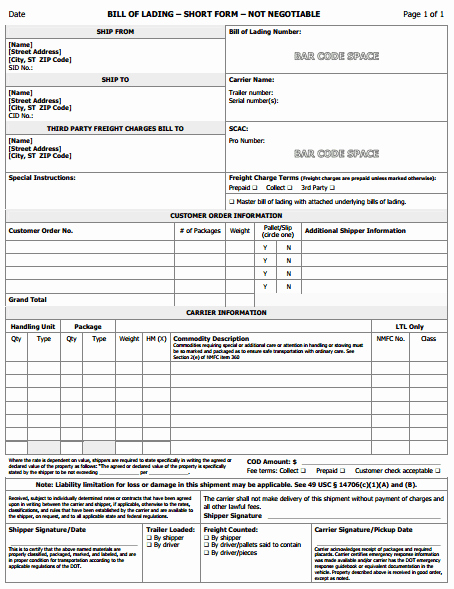 Bill Of Lading Excel Luxury 21 Free Bill Of Lading Template Word Excel formats