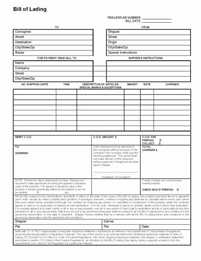Bill Of Lading Sample Doc Inspirational 21 Free Bill Of Lading Template Word Excel formats