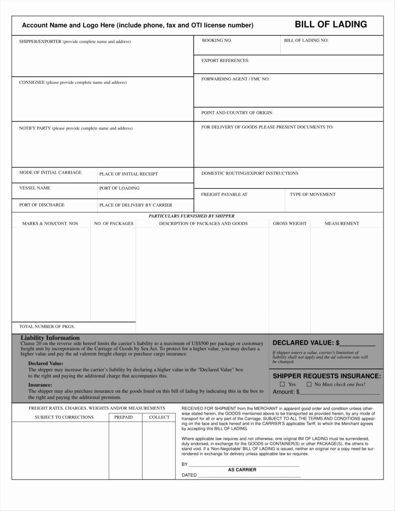 Bill Of Lading Sample Doc Luxury 29 Bill Of Lading Templates Free Word Pdf Excel format Downloads