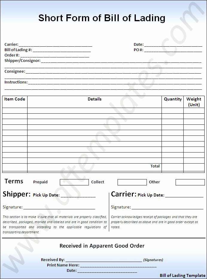 Bill Of Lading Template Excel Awesome Bill Of Lading Template