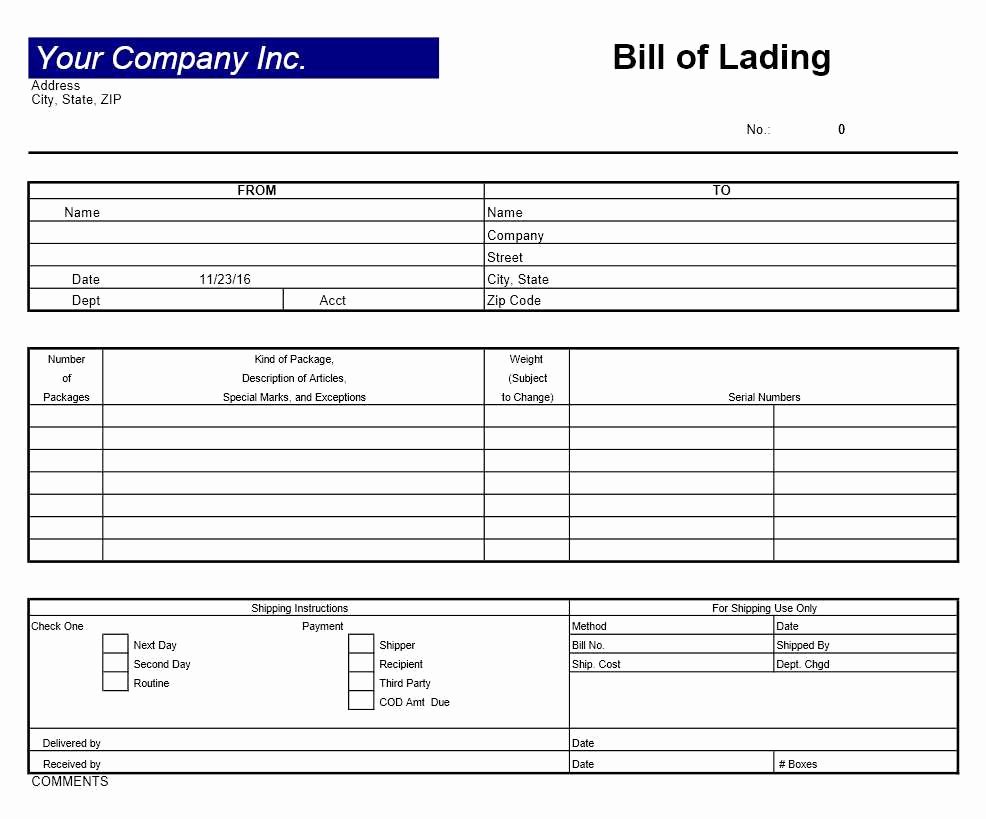 Bill Of Lading Template Excel Beautiful Bill Of Lading Template Excel Templates